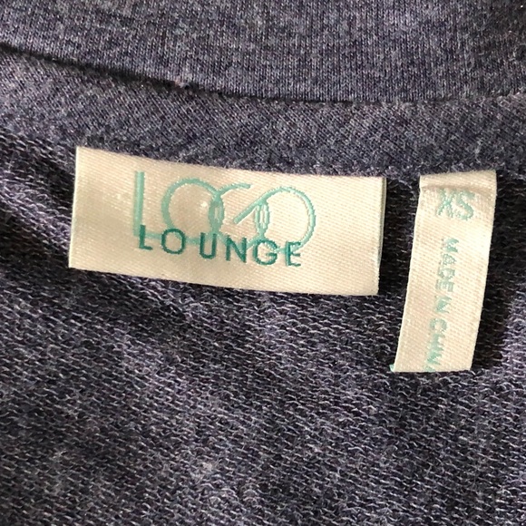 LOGO Lounge Top XS Jersey Knit Chiffon Flared Hem Embroidered Boho Pullover - Picture 11 of 11